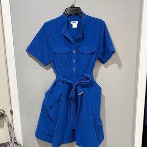 DKNY Cobalt Blue Belted Shirt Dress | Size 8 | Short Sleeve